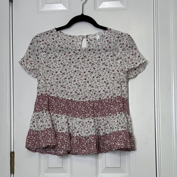 Planet Gold Tops - Planet Gold Floral Peplum Blouse